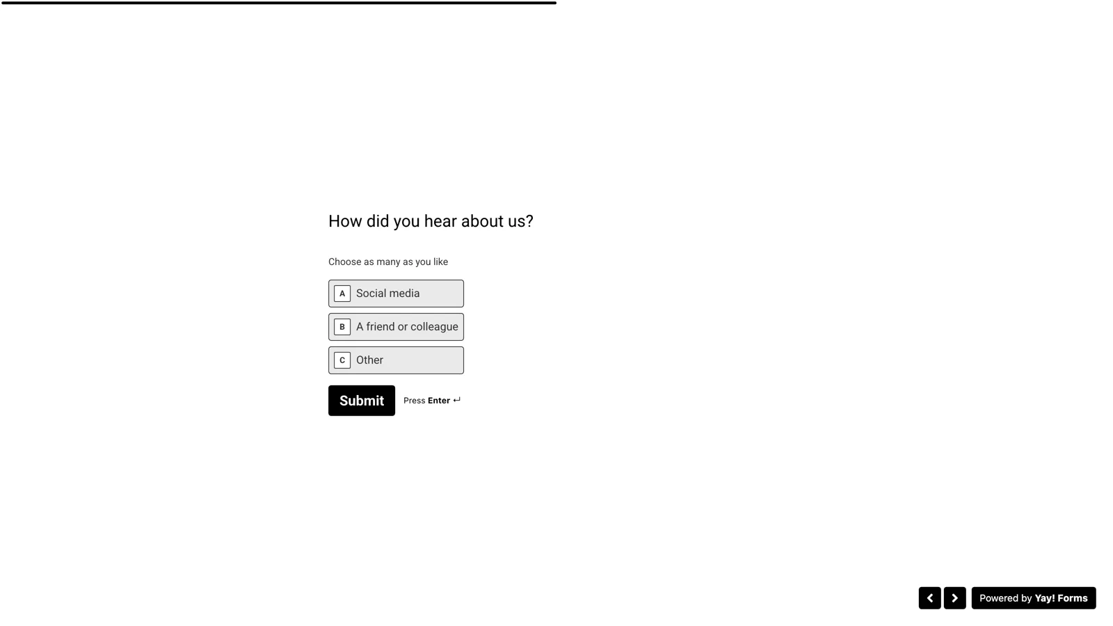 The respondent view of a multiple choice question with an Other option