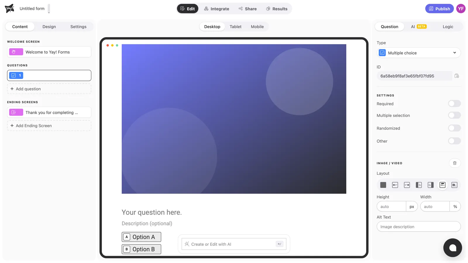 The question with an image attached and the media controls in the panel