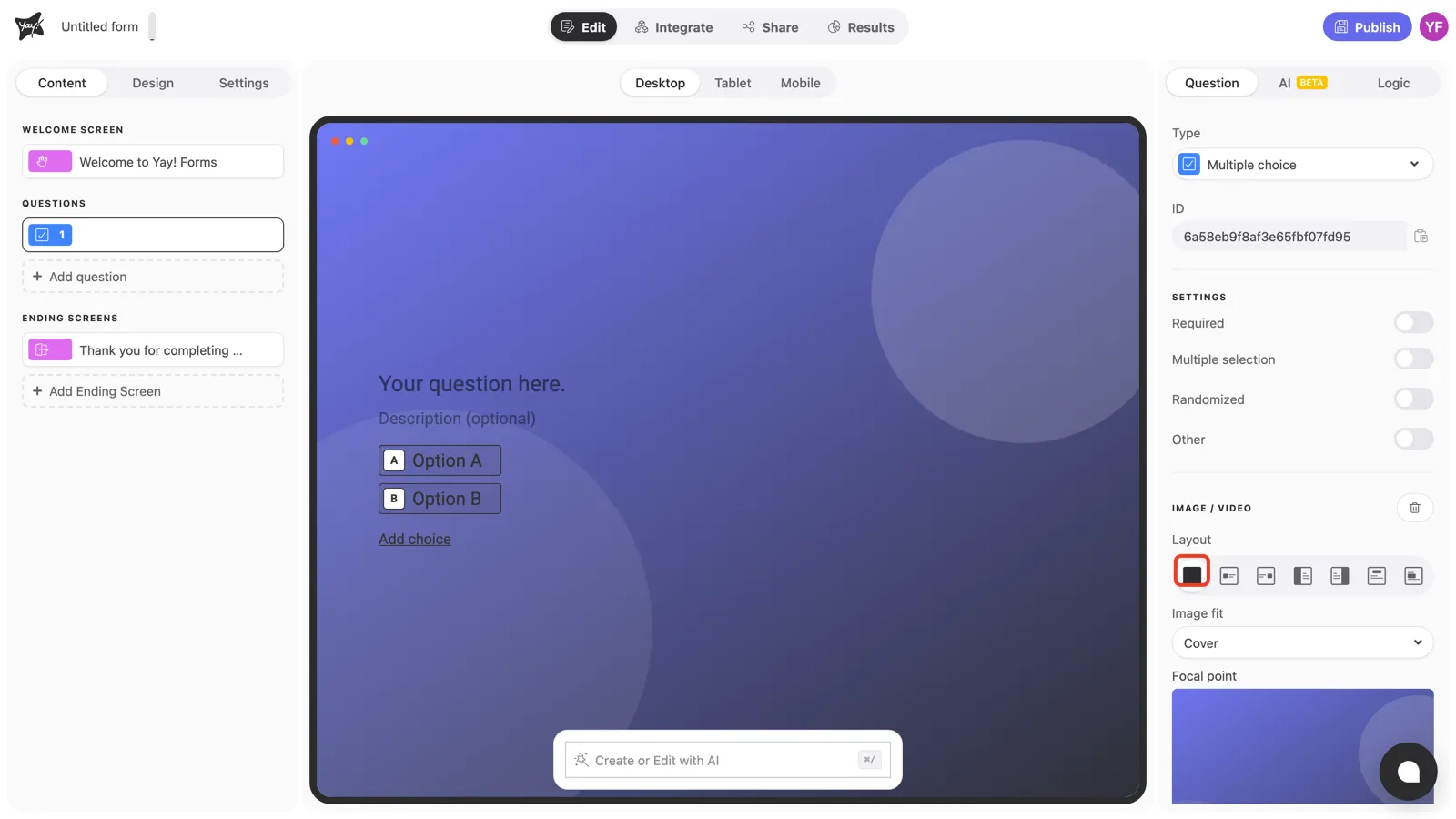 The image as a full background behind the question