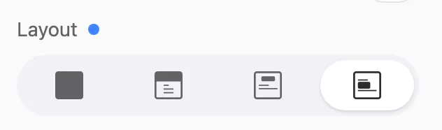 El punto azul al lado de la propiedad Layout en modo Móvil, indicando un ajuste específico para ese dispositivo
