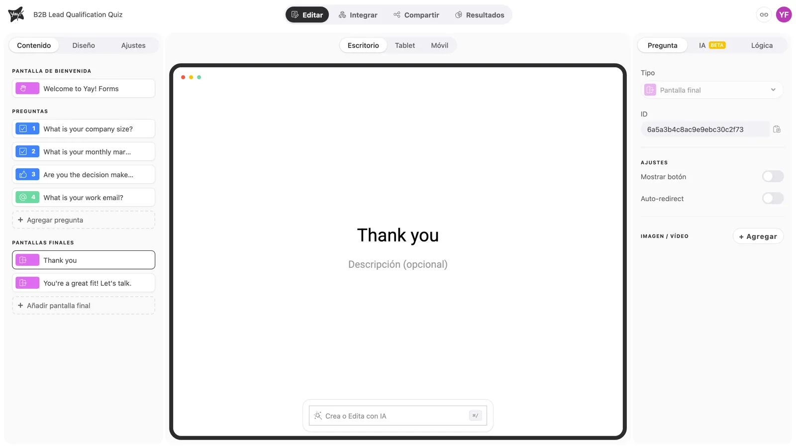 El quiz de cualificación de leads: tres preguntas de puntuación y la pregunta de correo