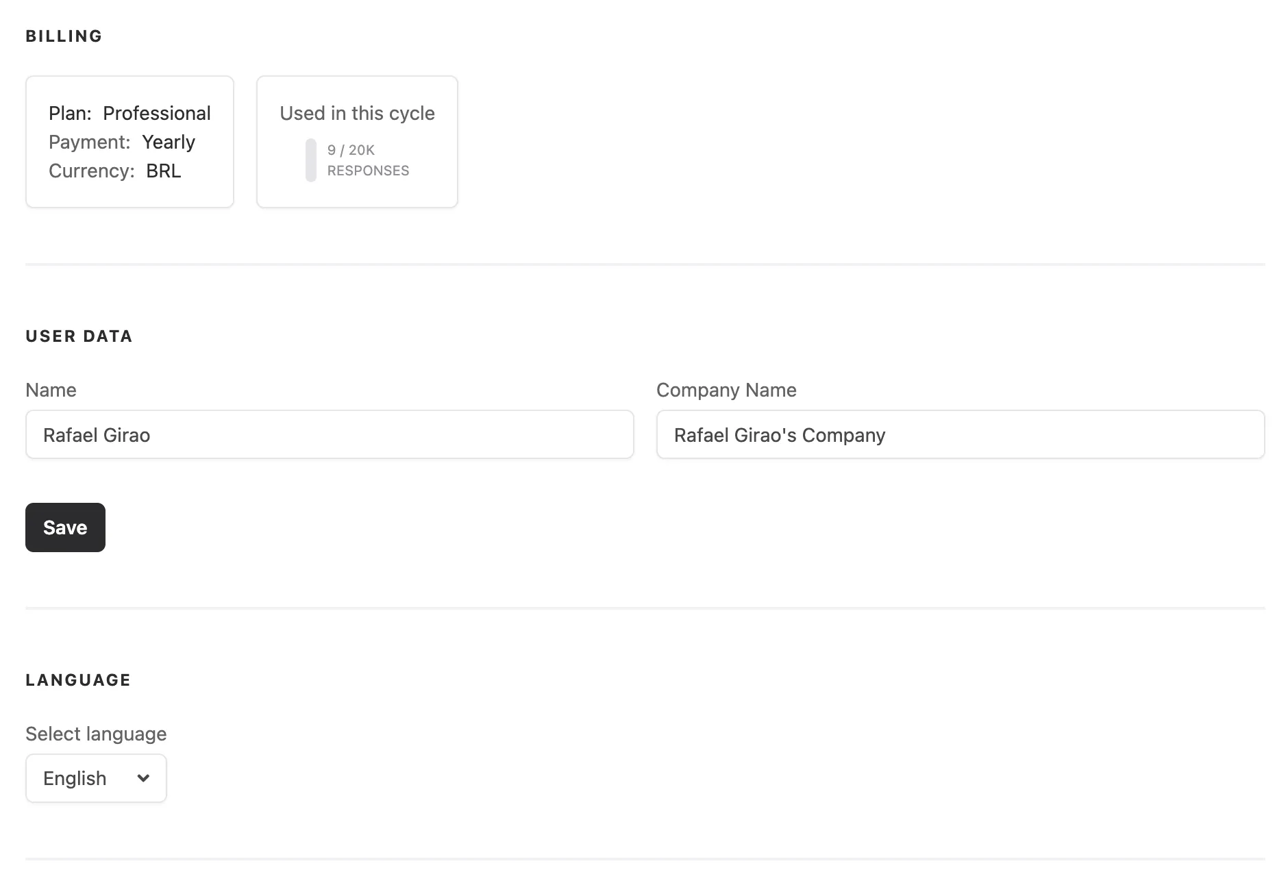 Edit Company and User Data on Profile Screen