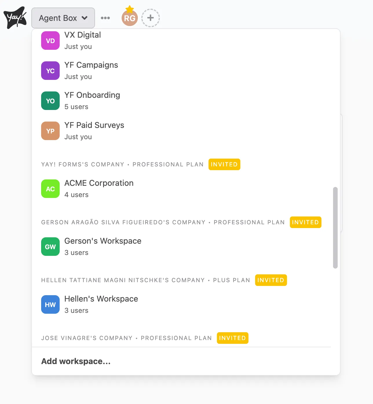 Enhanced Look for Workspace Dropdown