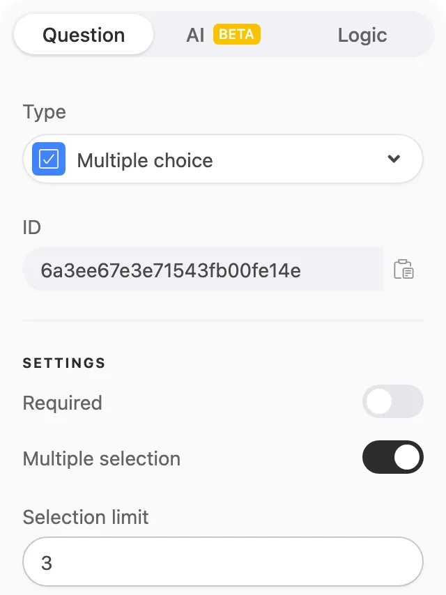 Selection Limit for Multiple Choice and Picture Choice