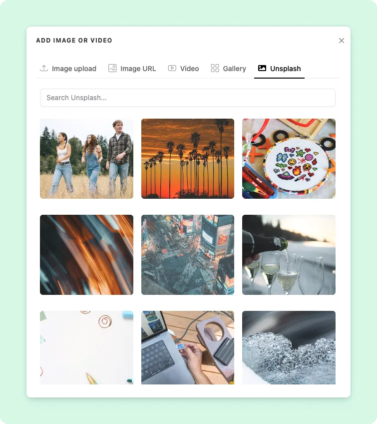 Unsplash Integration for Professional-Quality Form Images