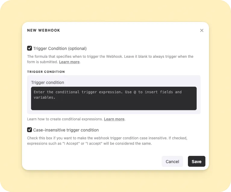 Webhook Trigger Conditions
