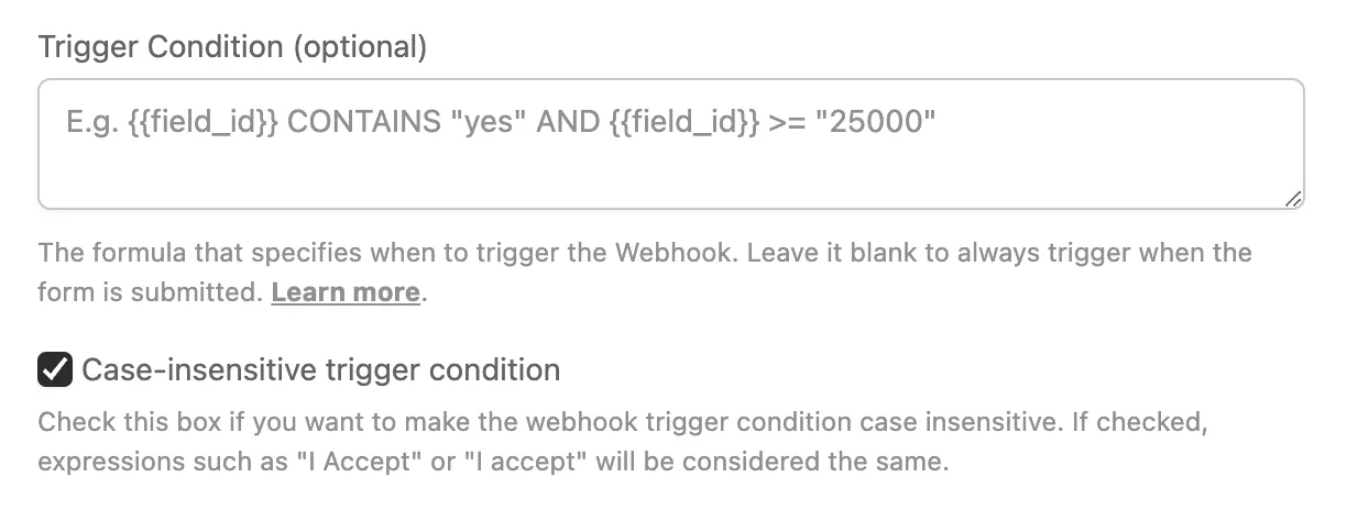 Webhooks Improvement: Conditional Sending Based on User Responses
